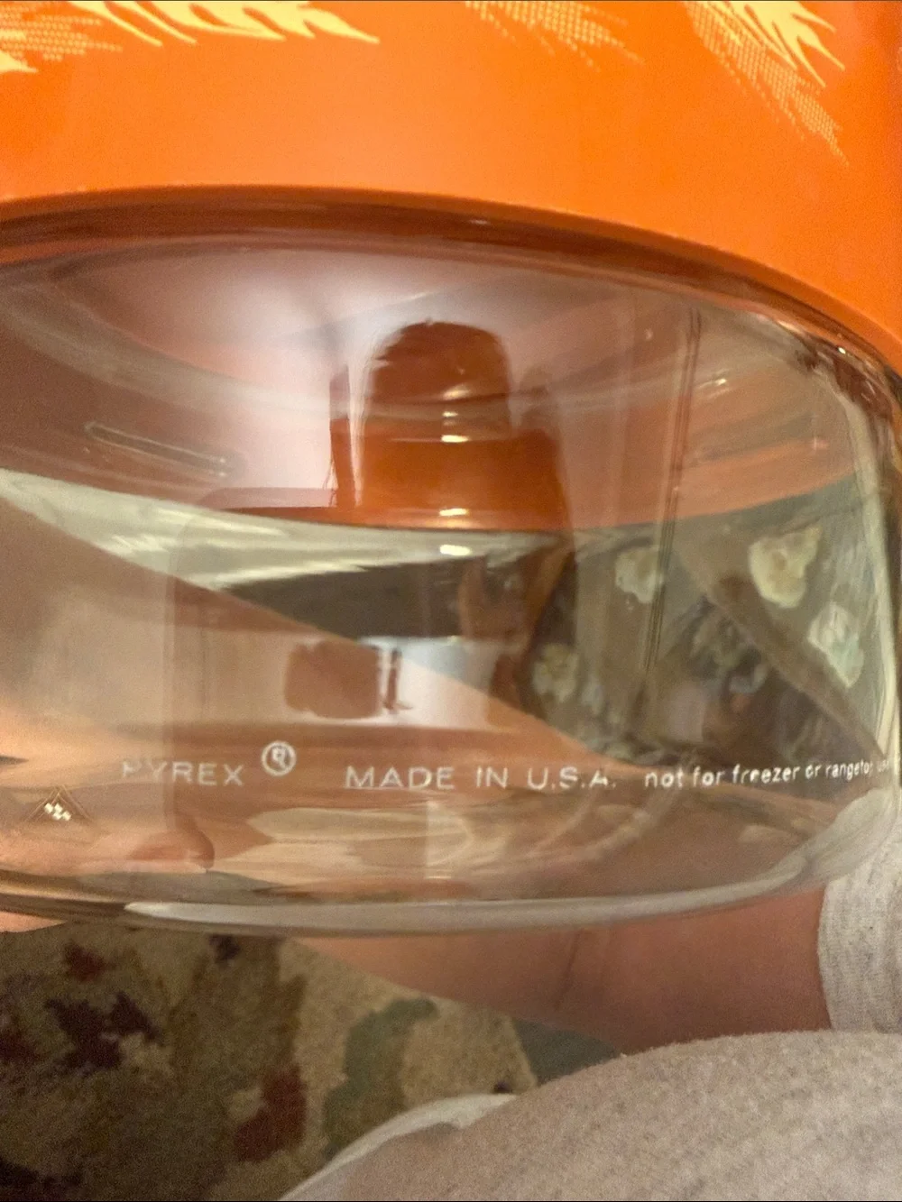 Pyrex Orange Wheat Pattern Glass Storage Bowl with Lid